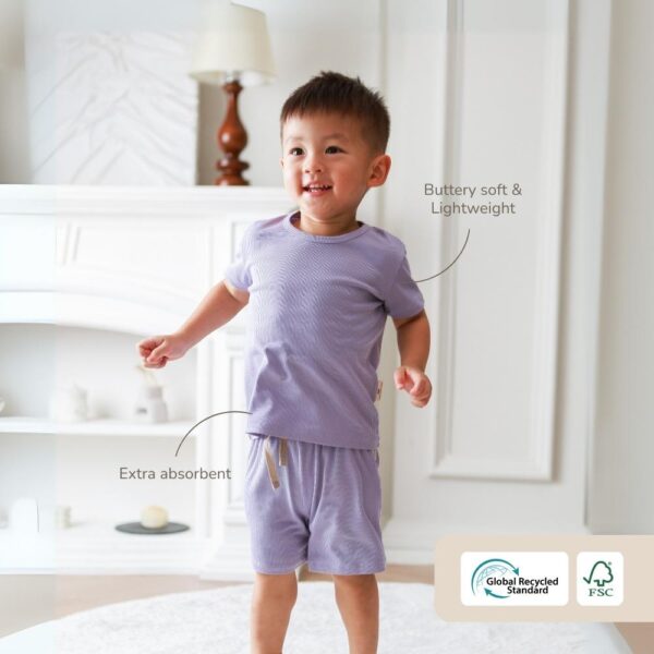 PETIT BEARY - Ribbed bamboo kids basic tee set