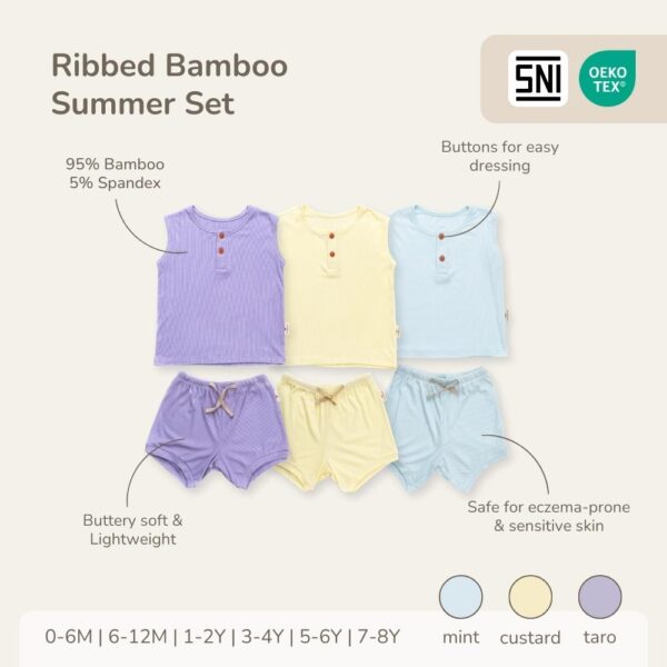 PETIT BEARY - Ribbed Bamboo Summer set - baby and kids