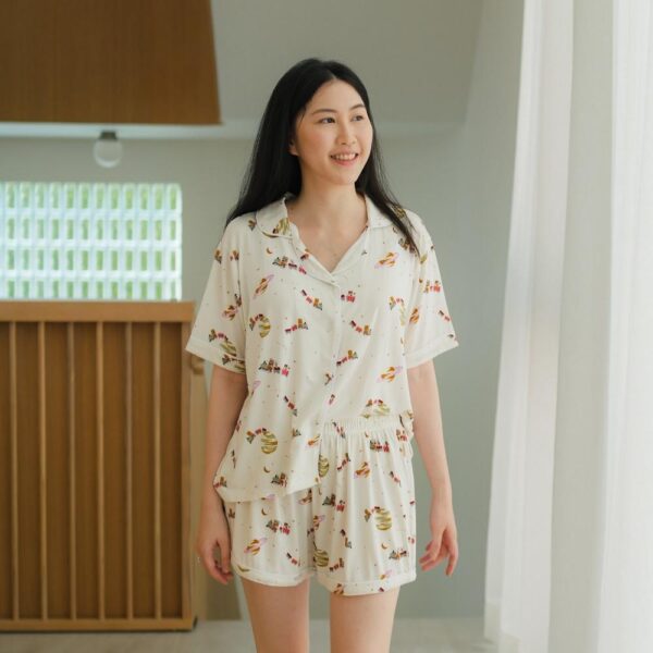 Petit Beary x Kero Women Short-Sleeve Bamboo Pyjamas Short pants - Piyama Bamboo Wanita Celana Pendek