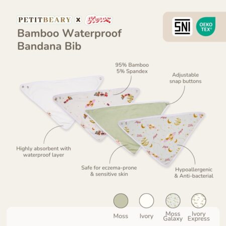 Petit Beary x Kero Bamboo Bandana Waterproof Bib - Celemek Bayi Waterproof