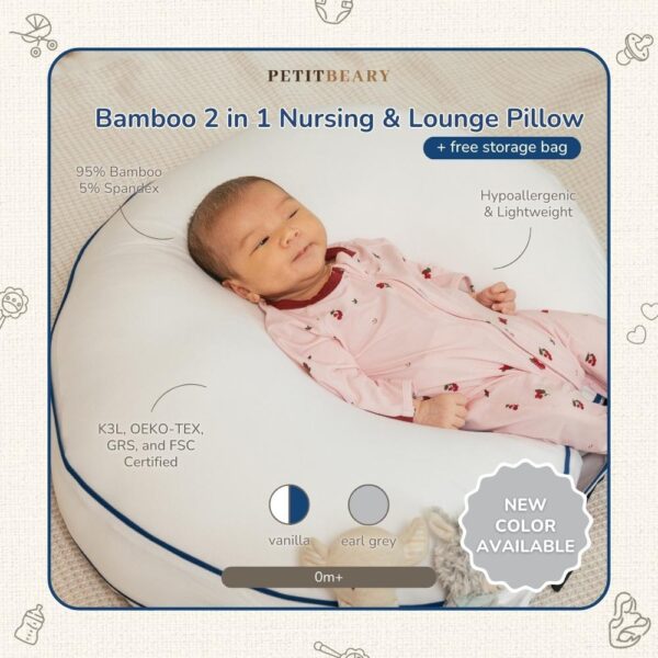 Bamboo 2 In 1 Nursing And Lounge Pillow - Petit Beary - Bantal Menyusui Sofa Bayi