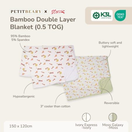 Petit Beary x Kero Toddler Bamboo Blanket 0.5TOG - Selimut Anak Bamboo Double Layer