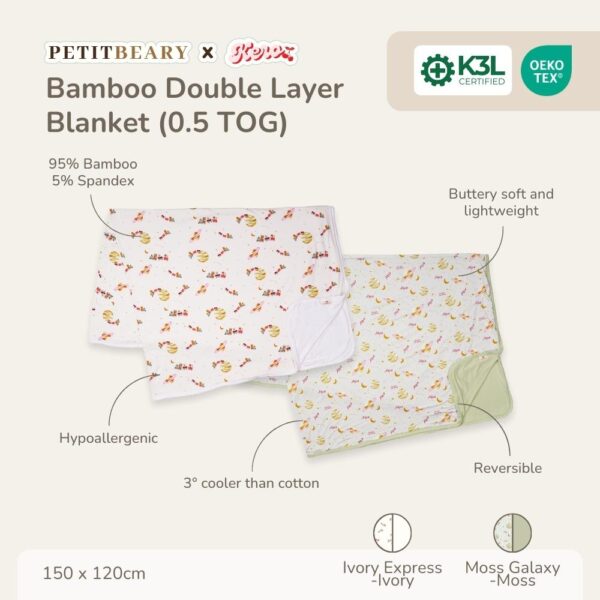 Petit Beary x Kero Toddler Bamboo Blanket 0.5TOG - Selimut Anak Bamboo Double Layer