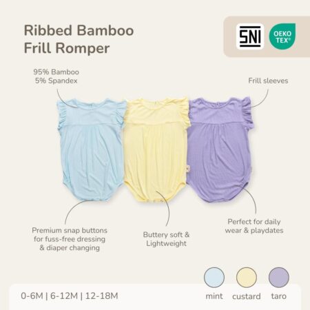 PETIT BEARY - Ribbed Bamboo Frill Romper