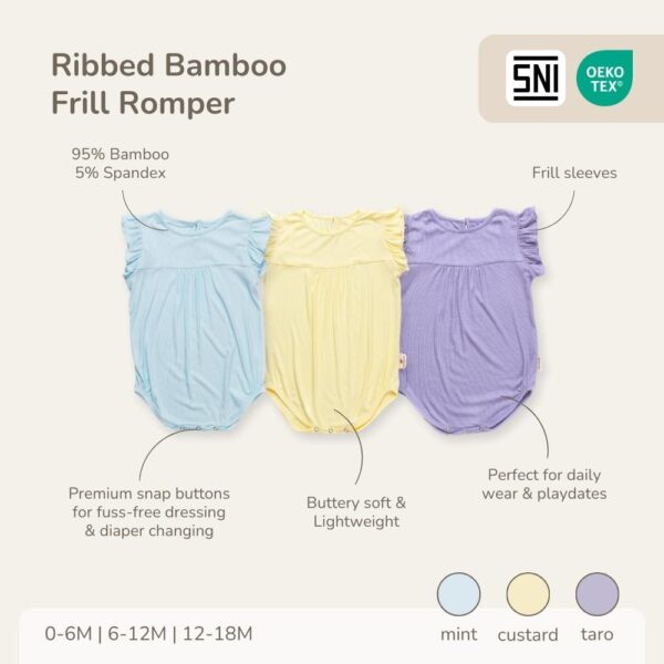 PETIT BEARY - Ribbed Bamboo Frill Romper