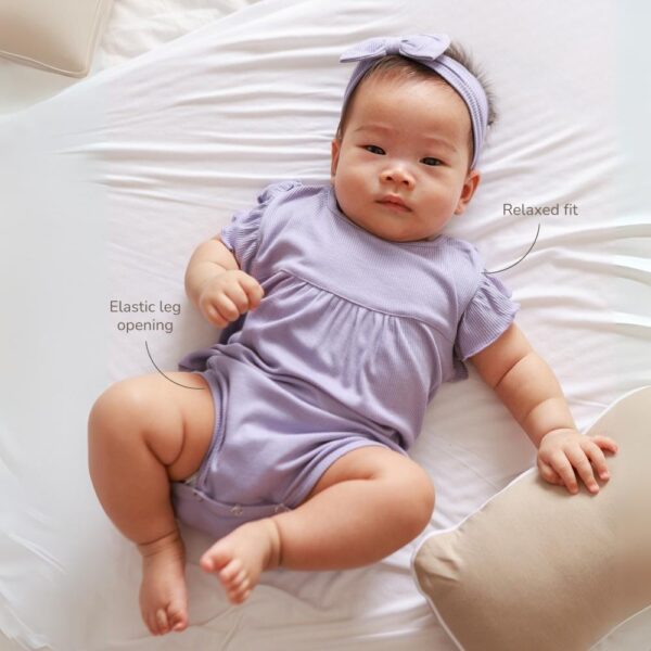 PETIT BEARY - Ribbed Bamboo Frill Romper