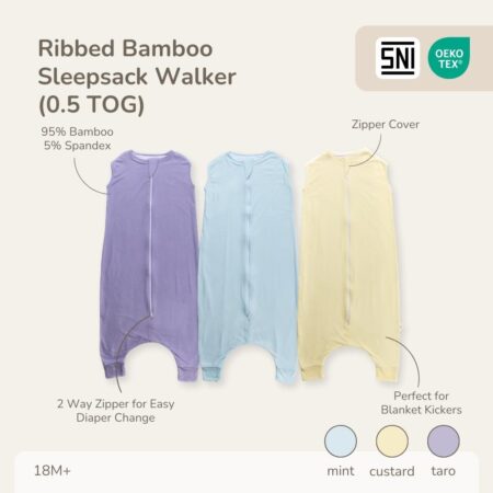 PETIT BEARY -  0.5 TOG Ribbed bamboo sleepsack walker
