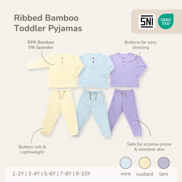PETIT BEARY - Ribbed bamboo toddler pyjamas