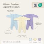 PETIT BEARY - Ribbed bamboo zipper sleepsuit