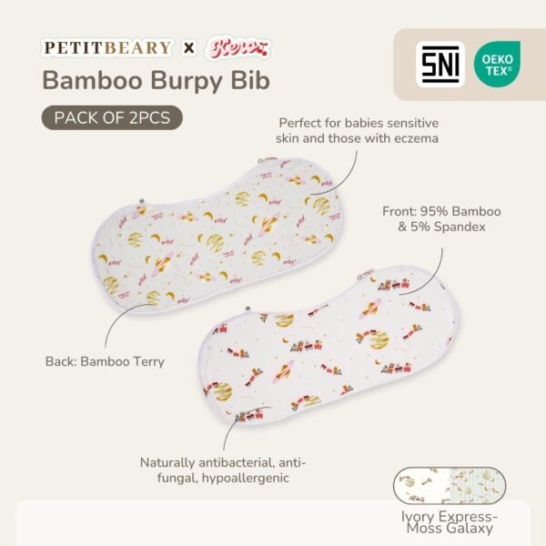 Petit Beary x Kero Bamboo Burpy Bibs (pack of 2 pcs) - Slaber Bib Anak Bayi