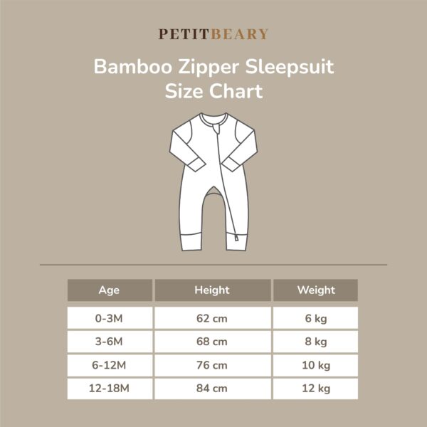 PETIT BEARY - Ribbed bamboo zipper sleepsuit