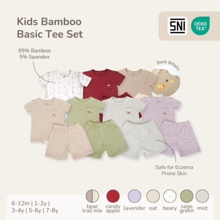 Petit Beary Bamboo Kids Basic Tee Set (Solace) - Setelan Baju Anak