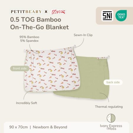 Petit Beary x Kero Bamboo On The Go Blanket 0.5TOG - Selimut Stroller Nursing Cover