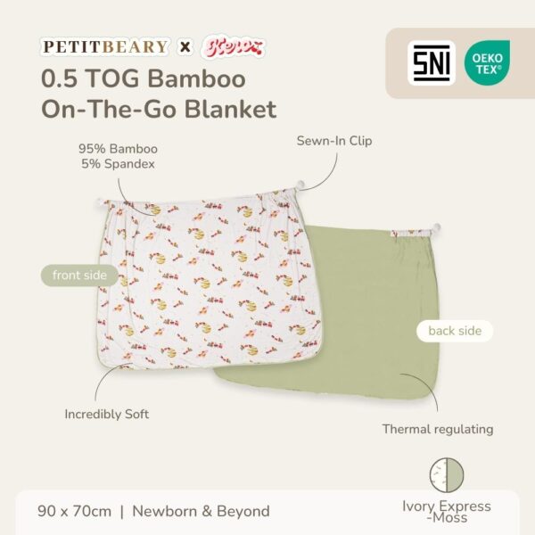 Petit Beary x Kero Bamboo On The Go Blanket 0.5TOG - Selimut Stroller Nursing Cover