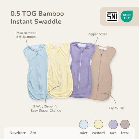 Bamboo 0.5TOG Instant Swaddle Petit Beary - bedong instant bayi newbor