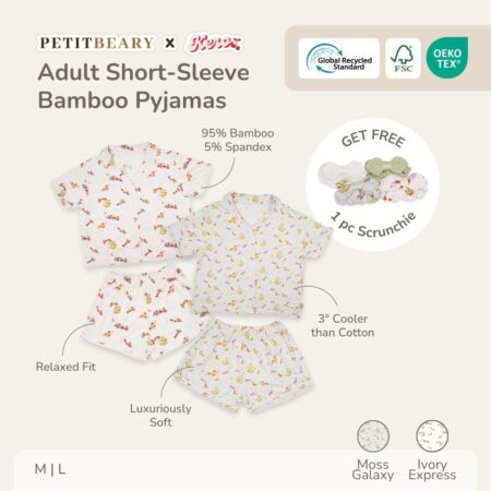 Petit Beary x Kero Women Short-Sleeve Bamboo Pyjamas Short pants - Piyama Bamboo Wanita Celana Pendek