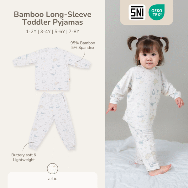 Petit Beary Piyama Anak Lengan Panjang Bamboo Bermotif – Toddler Long Sleeve Bamboo Pyjamas – Arctic Pattern