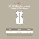 Petit Beary Bamboo Bedong Instant Bayi Newborn - Instant Swaddle 0.5 TOG
