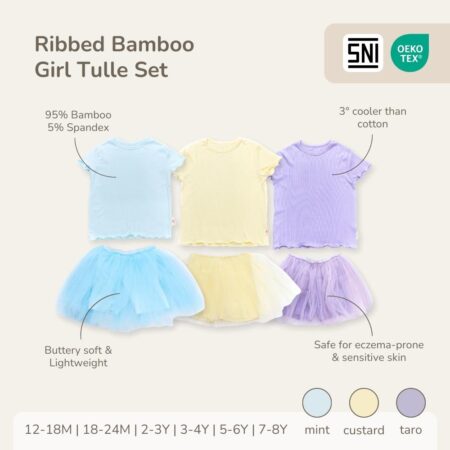 PETIT BEARY - Ribbed Bamboo Girl Tulle Set