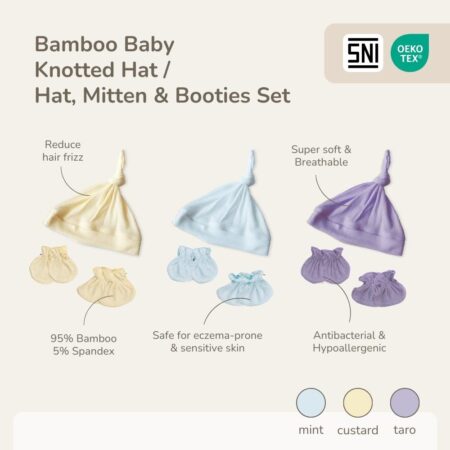 Bamboo Hat, Mittens, and Booties - Petit Beary - Topi Sarung Tangan