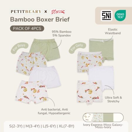 Petit Beary x Kero Bamboo Boxer Brief Boy Girl (Pack of 4pcs) - Celana Dalam Anak isi 4pcs
