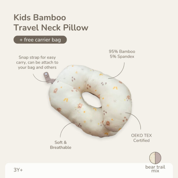 PETIT BEARY - Kids Bamboo Neck Travel Pillow