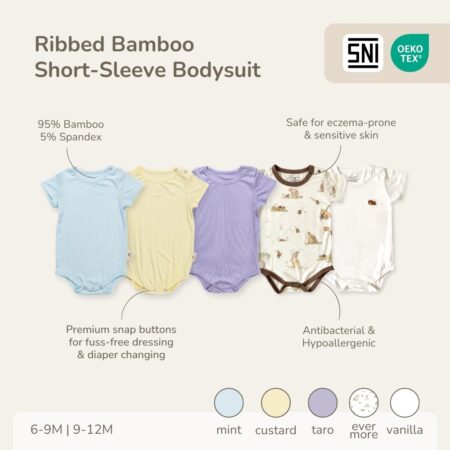 PETIT BEARY -  Short-Sleeve Bamboo Bodysuit - Jumper Onesie Bayi