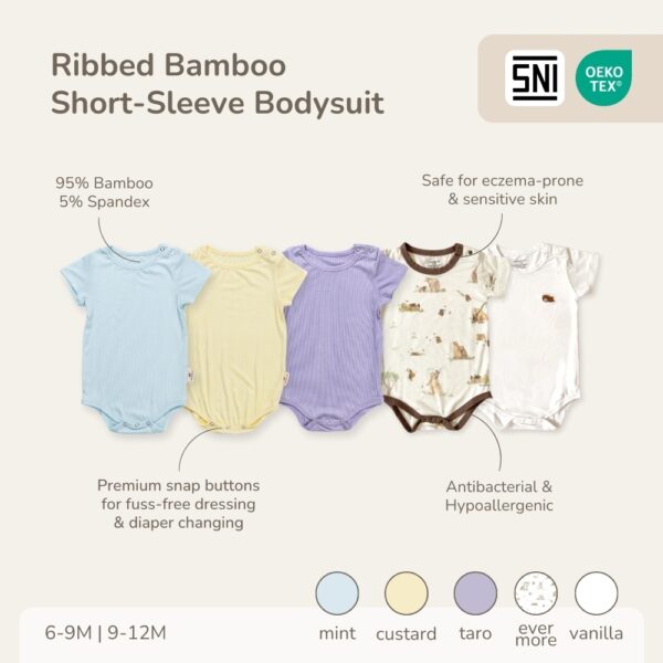 PETIT BEARY -  Short-Sleeve Bamboo Bodysuit - Jumper Onesie Bayi