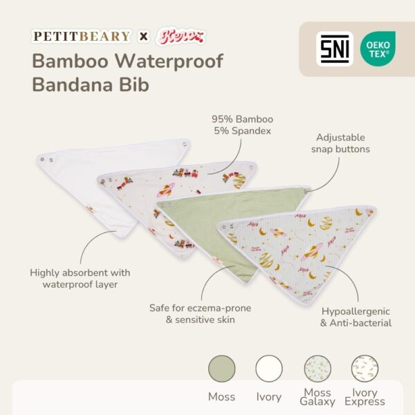 Petit Beary x Kero Bamboo Bandana Waterproof Bib - Celemek Bayi Waterproof