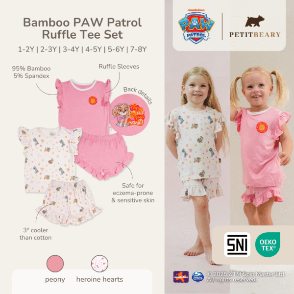 Petit Beary x Paw Patrol Collection - Girl Bamboo Ruffle Tee Set