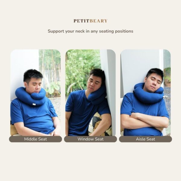 Petit Beary x Kero Travel Neck Bamboo Pillow - Bantal Leher Bamboo Anak Dewasa Travel