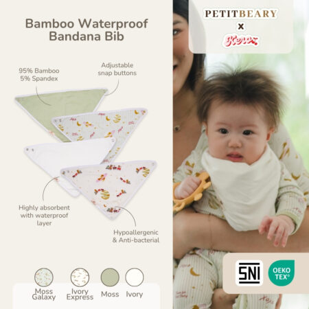Petit Beary x Kero Bamboo Bandana Waterproof Bib - Celemek Bayi Waterproof