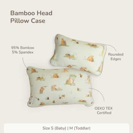 Baby & Toddler Bamboo Head Pillow CASE- Petit Beary - SARUNG BANTAL