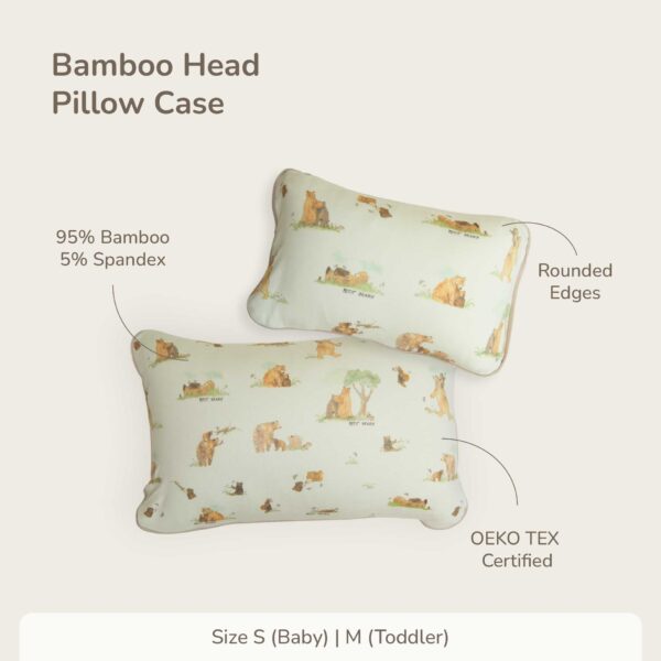 Baby & Toddler Bamboo Head Pillow CASE- Petit Beary - SARUNG BANTAL
