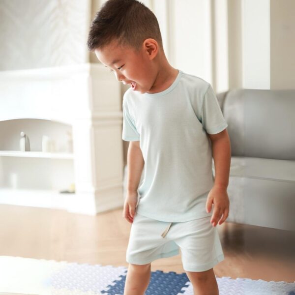 PETIT BEARY - Ribbed bamboo kids basic tee set