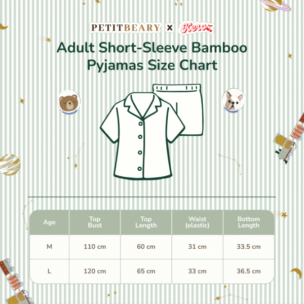 Petit Beary x Kero Women Short-Sleeve Bamboo Pyjamas Short pants - Piyama Bamboo Wanita Celana Pendek