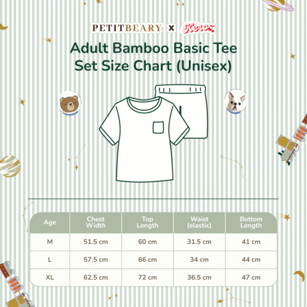 Petit Beary x Kero Adult Bamboo Basic Tee Set - Setelan Baju Dewasa Unisex