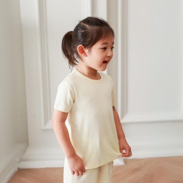PETIT BEARY - Ribbed bamboo kids basic tee set