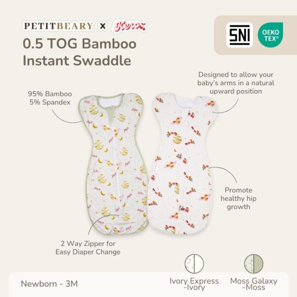 Petit Beary x Kero Bamboo Instant Swaddle - bedong instant bayi newborn