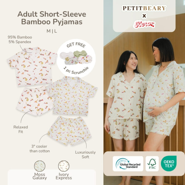 Petit Beary x Kero Women Short-Sleeve Bamboo Pyjamas Short pants - Piyama Bamboo Wanita Celana Pendek