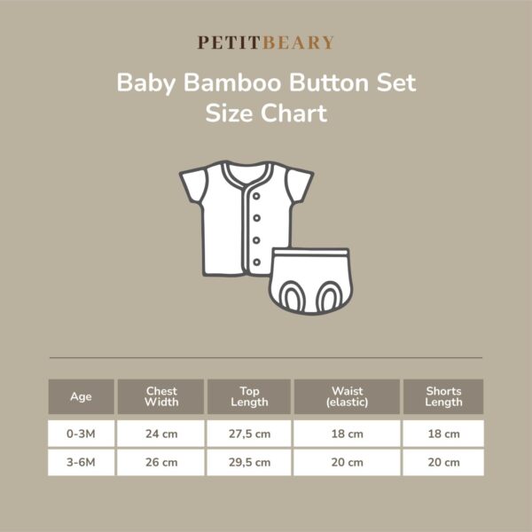 Petit Beary - Baby Bamboo Button Set - Baju Setelan Bayi Bambu
