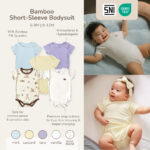 PETIT BEARY -  Short-Sleeve Bamboo Bodysuit - Jumper Onesie Bayi