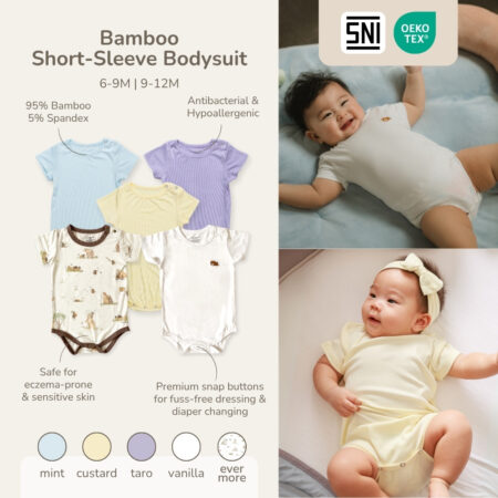PETIT BEARY -  Short-Sleeve Bamboo Bodysuit - Jumper Onesie Bayi