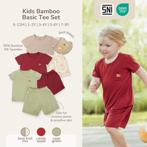 Petit Beary Bamboo Kids Basic Tee Set (Solace) - Setelan Baju Anak