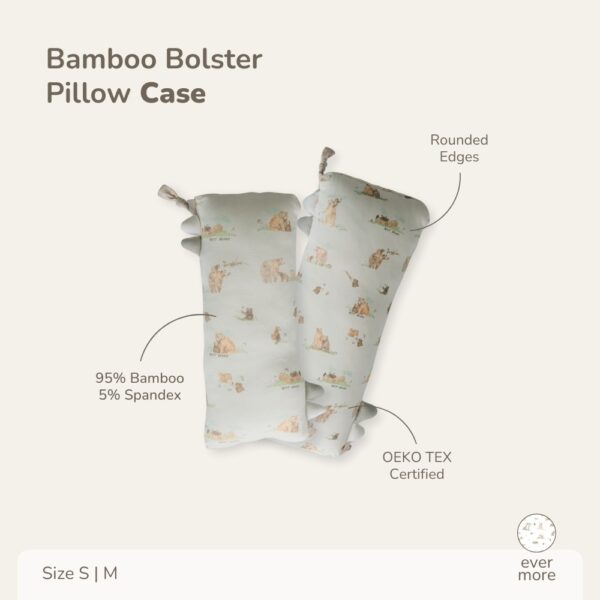 PETIT BEARY - Bamboo Bolster  Pillow CASE - Sarung Guling  Bantal Anak Bayi  Dewasa