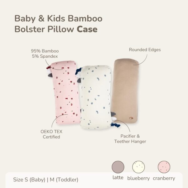 PETIT BEARY - Bamboo Bolster Pillow Case Baby & Kids Multicolor - Sarung Guling