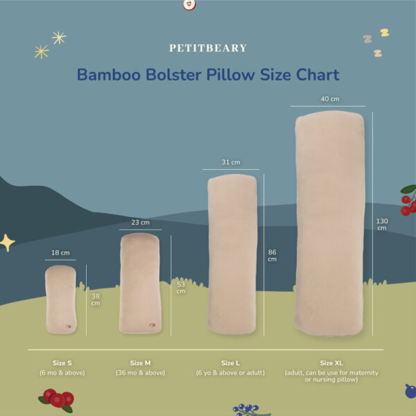 PETIT BEARY - Bamboo Bolster Pillow Case Kids & Adult