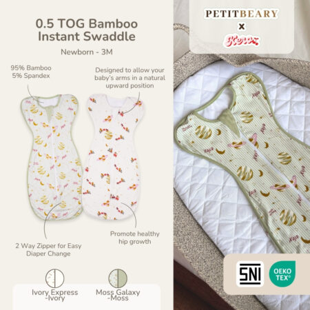 Petit Beary x Kero Bamboo Instant Swaddle - bedong instant bayi newborn