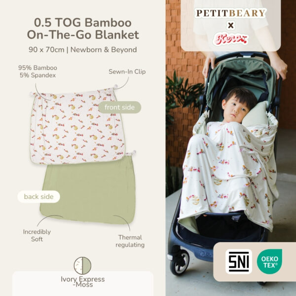Petit Beary x Kero Bamboo On The Go Blanket 0.5TOG - Selimut Stroller Nursing Cover