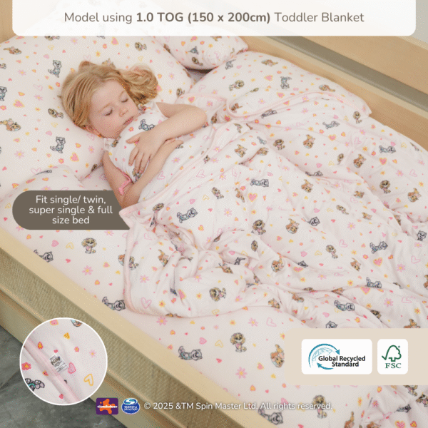 Petit Beary x Paw Patrol Toddler Bamboo Blanket 0.5TOG / 1.0 TOG - Selimut Anak Bamboo